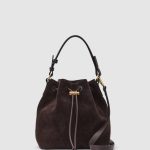 Reiss Esther Suede & Leather Bucket Bag, Chocolate