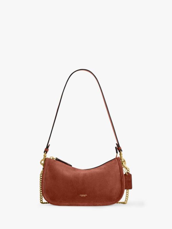 Coach Waverly Suede and Leather Crossbody/Shoulder Bag, Clay